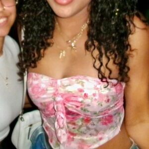 Floral Pink Strapless Top